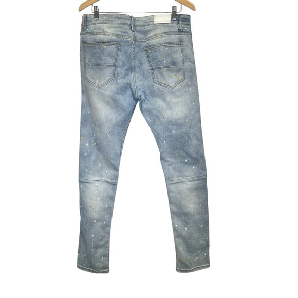 KDNK NORIEGA STRIPED SIDE PANEL JEANS Mens 34 Stretch Skinny Distressed D18 - Picture 4 of 11